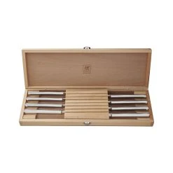 Cheapest ???? ZWILLING Steak Sets 8-pc, Stainless Steel Serrated Steak Knife Set with Wood Presentation Case ✔️