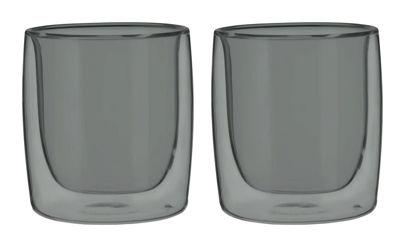 Brand new ???? ZWILLING Sorrento Bar 2-pc tumbler glass set - smoke grey, Double wall ???? 3 Brand new ???? ZWILLING Sorrento Bar 2-pc tumbler glass set - smoke grey, Double wall ????