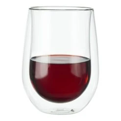 Deals ???? ZWILLING Sorrento Double Wall Glassware 12-oz / 2-pc Stemless red wine glass set ????