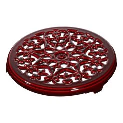 New ❤️ Staub Cast Iron - Accessories 9-inch, round, Cast Iron Lilly Trivet, grenadine ????