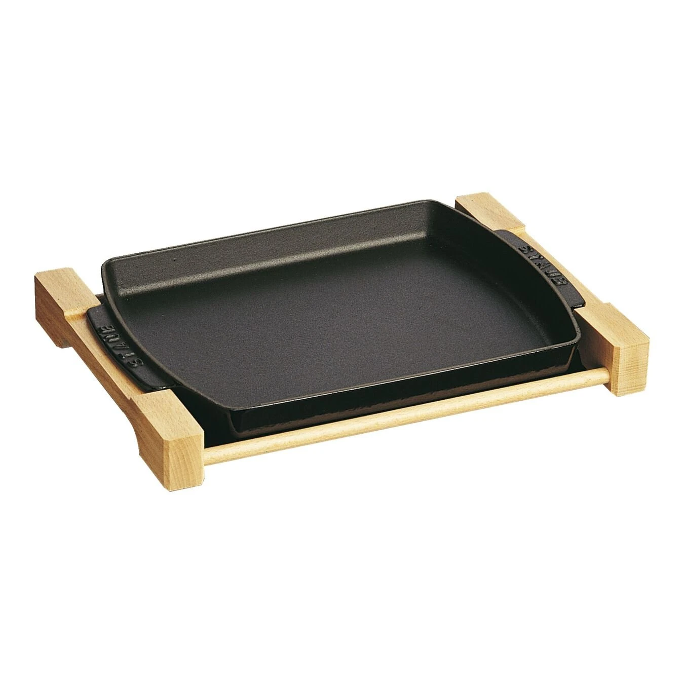 Outlet ???? Staub Cast Iron - Specialty Items 13-inch x 9-inch, rectangular Serving Dish with Wood Base, black matte ???? 3 Outlet ???? Staub Cast Iron - Specialty Items 13-inch x 9-inch, rectangular Serving Dish with Wood Base, black matte ????