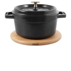 New ???? Staub Cast Iron - Accessories 6-inch, round, Magnetic Wood Trivet, brown ???? -Zwilling-shop 40511 078 0 000000877