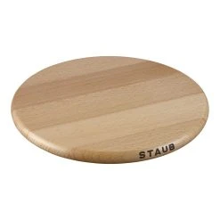 New ???? Staub Cast Iron - Accessories 9-inch, round, Magnetic Wood Trivet, brown ????